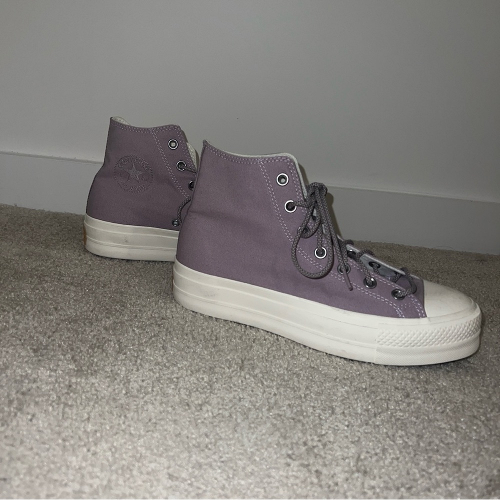Converse Purple & White High-Top Sneakers with Chunky Soles